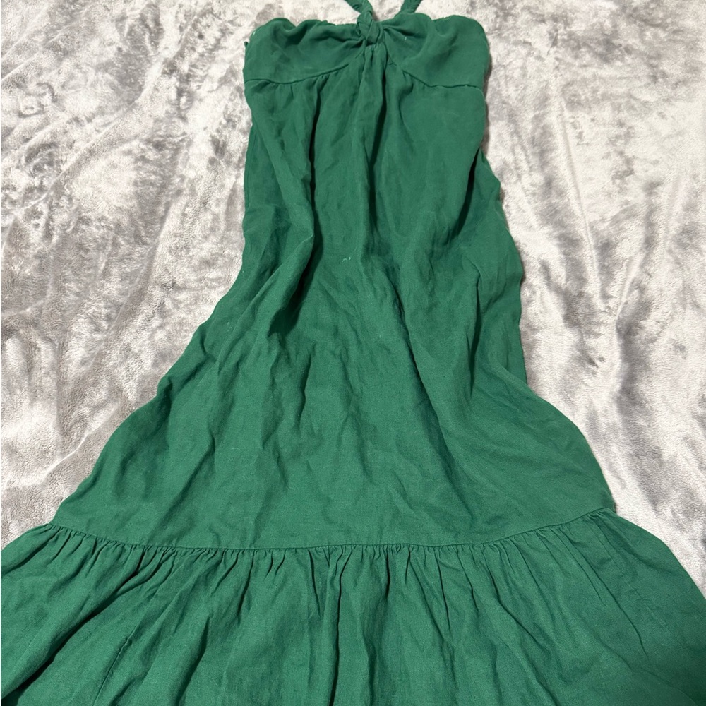 Aerie Forest Green Smocked Dress